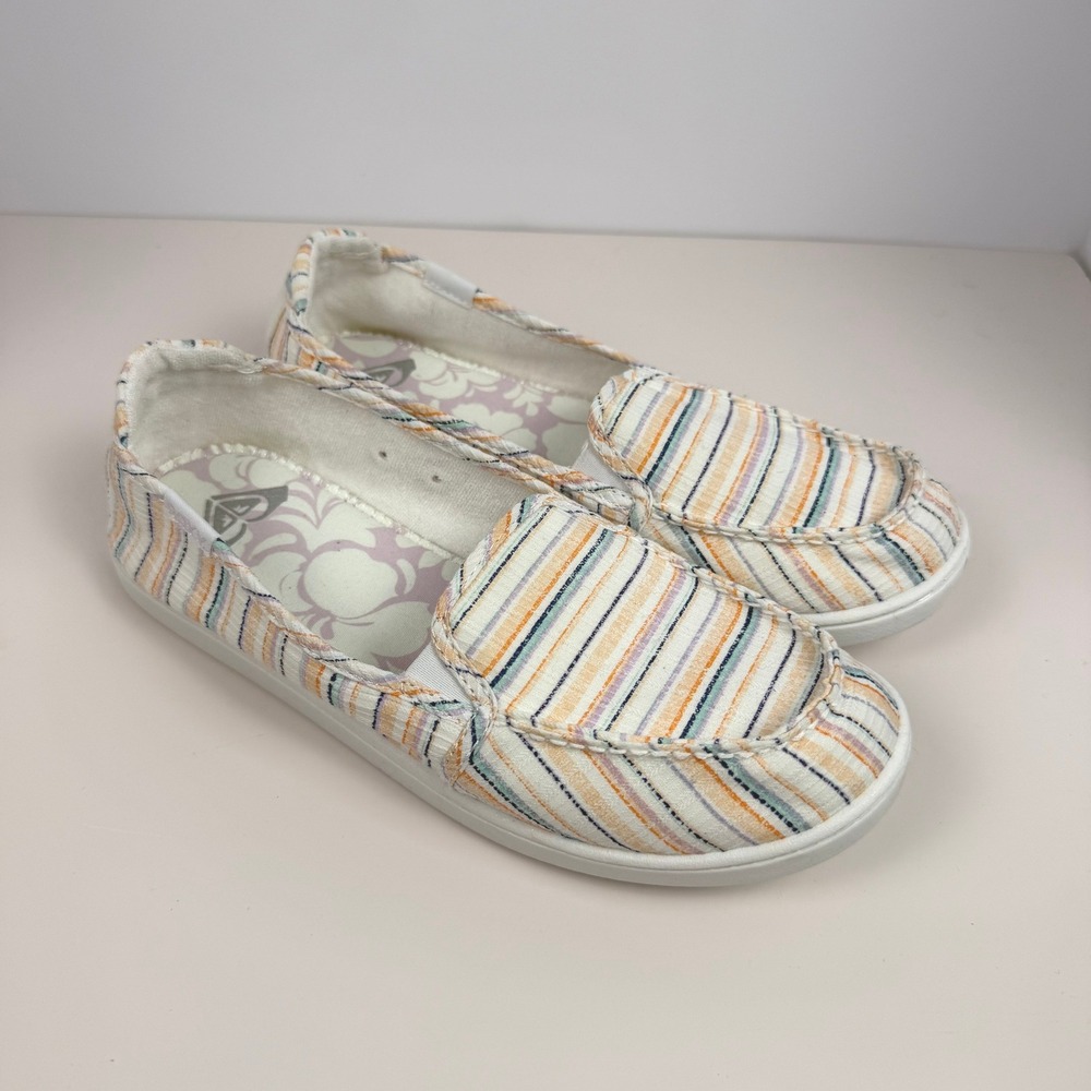 Roxy Coastal Surf Women Slip On Loafers Multi Color Striped Textile